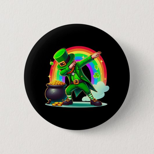 St Patricks Day Dabbing Leprechaun Boys Girls Button (Vorderseite)