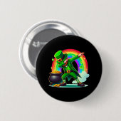 St Patricks Day Dabbing Leprechaun Boys Girls Button (Vorne & Hinten)