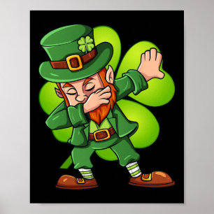 St Patricks Day Dabbing Leprechaun Clover Boys Gir Poster