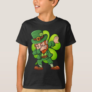 St Patricks Day Dabbing Leprechaun Clover Boys Gir T-Shirt