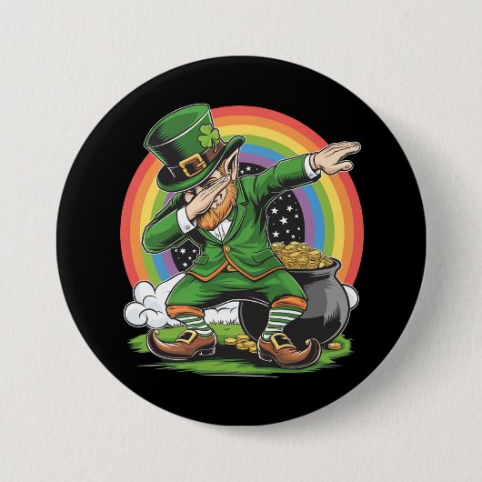 St Patricks Day Dabbing Leprechaun Dab Tance Button (Vorderseite)