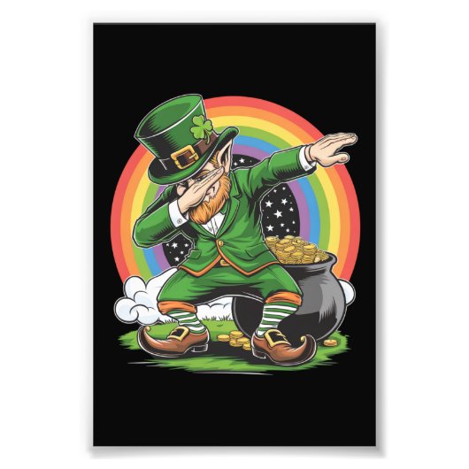 St Patricks Day Dabbing Leprechaun Dab Tance Fotodruck (Vorne)