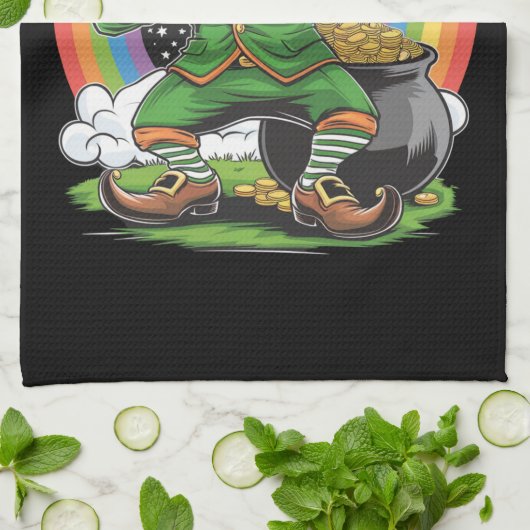 St Patricks Day Dabbing Leprechaun Dab Tance Geschirrtuch (Gefaltet)