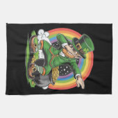 St Patricks Day Dabbing Leprechaun Dab Tance Geschirrtuch (Horizontal)
