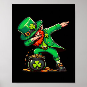 St Patricks Day Dabbing Leprechaun Jungen Mädchen  Poster