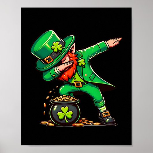 St Patricks Day Dabbing Leprechaun Jungen Mädchen  Poster (Vorne)