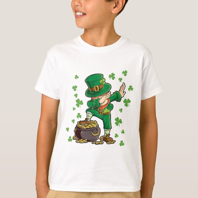 St Patricks Day Dabbing Leprechaun Kinder T-Shirt (Vorderseite)