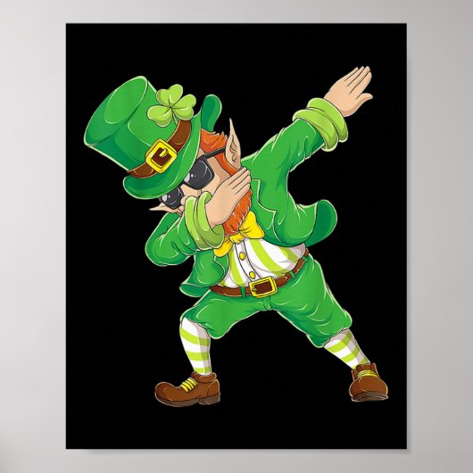 St Patricks Day Dabbing Leprechaun Shirt Kinderjun Poster (Vorne)