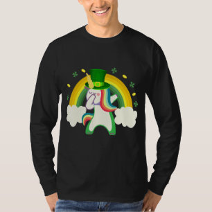 St Patricks Day Dabbing Rainbow Unicorn Power W T-Shirt