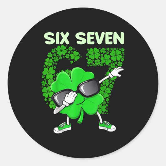 St patricks day dabbing shamrock 6 7 meme boys runder aufkleber (Vorderseite)