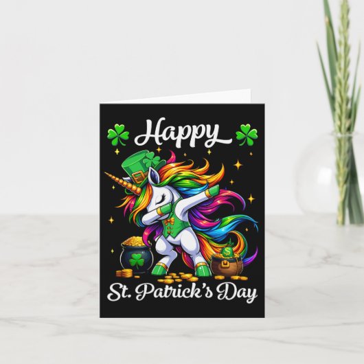 St Patricks Day Dabbing Unicorn Karte (Vorderseite)