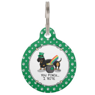 St. Patrick's Day Dachshund (schwarz & braun) Hund Haustiermarke