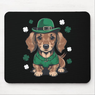 St Patricks Day Dachshund Wiener Hund Shamrock  Mousepad