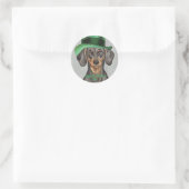 St. Patrick's Day Dackel Classic Round Sticker (Tasche)
