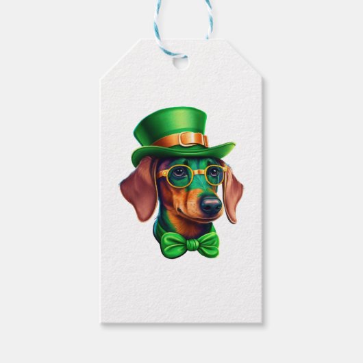 St. Patricks Day Dackel Dackel Dog Kleeblatt Geschenkanhänger (Vorderseite)