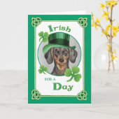 St. Patrick's Day Dackel Karte (Gelbe Blume)