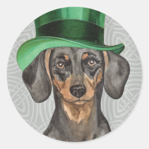 St. Patrick's Day Dackel Runder Aufkleber