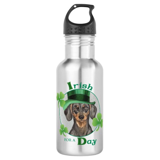 St. Patrick's Day Dackel Trinkflasche (Vorderseite)