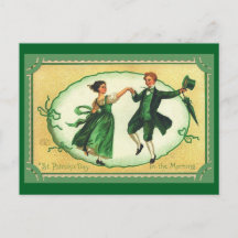 St. Patrick's Day Dancing Couple Vintage Image