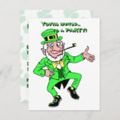 St. Patrick's Day Dancing Leprechaun Kleeblatts Einladung (Vorne/Hinten)