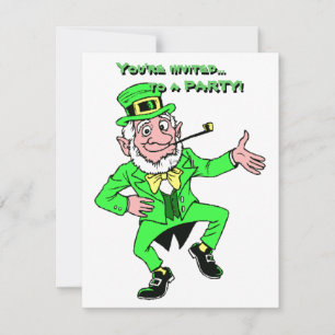 St. Patrick's Day Dancing Leprechaun Kleeblatts Einladung