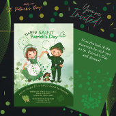 ST PATRICKS DAY Dancing Leprechauns Hand gezogen Einladung