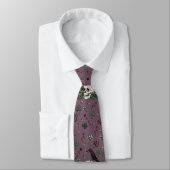 St Patrick's Day Dark Plum & Green Skulls & Rose Krawatte (Gebunden)