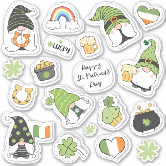 St. Patrick's Day Different Lovable Fun Icons Aufkleber (Vorderseite)