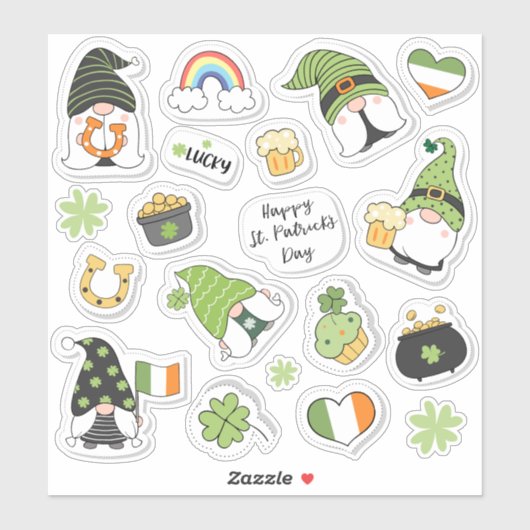 St. Patrick's Day Different Lovable Fun Icons Aufkleber (Blatt)