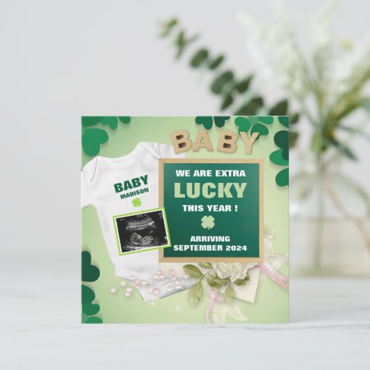 St Patrick's Day Digital Pregnancy Ankündigung (Stehend Vorderseite)