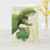 St. Patricks Day Dinosaur Holding Kleeblatt Karte (Gelbe Blume)