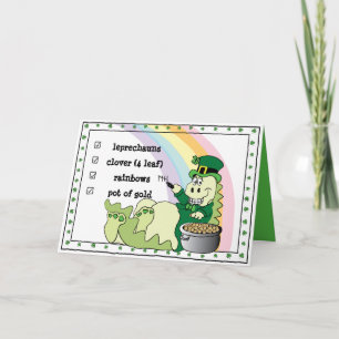 St. Patricks Day Dinosaur Leprechaun Karte