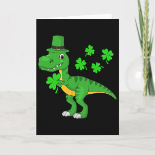 St Patricks Day Dinosaur Shamrock Leprechaun Hut K Karte