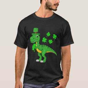 St Patricks Day Dinosaur Shamrock Leprechaun Hut K T-Shirt