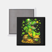 St. Patricks Day Dinosaur T-Rex Kleeblatt Kinder J Magnet (Vorderseite/Rückseite)