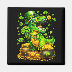 St. Patricks Day Dinosaur T-Rex Kleeblatt Kinder J Magnet