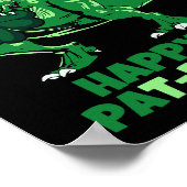 St Patricks Day Dinosaur Vier-Leaf Clover Kids Boy Poster (Ecke)
