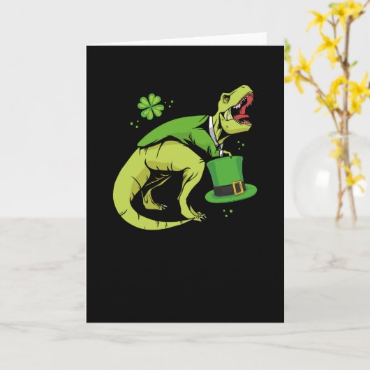 St. Patricks Day Dinosaurier Karte (Gelbe Blume)