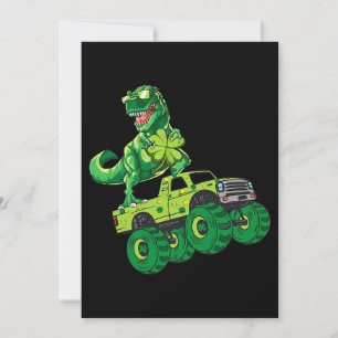 St Patricks Day Dinosaurier Monster Truck Kleeblat Einladung