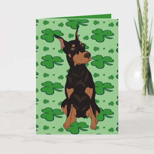St. Patrick's Day Doberman Pinscher Feiertagskarte (Vorderseite)