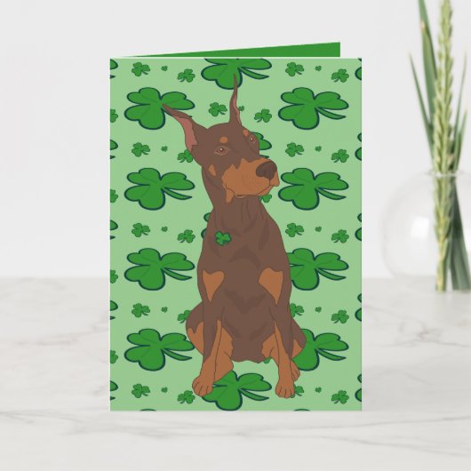 St. Patrick's Day Doberman Pinscher Feiertagskarte (Vorderseite)