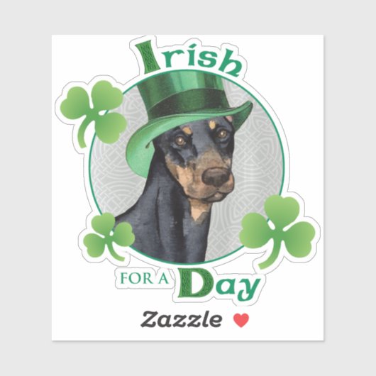St. Patrick's Day Doberman Pinscher Vinyl Sticker (Blatt)