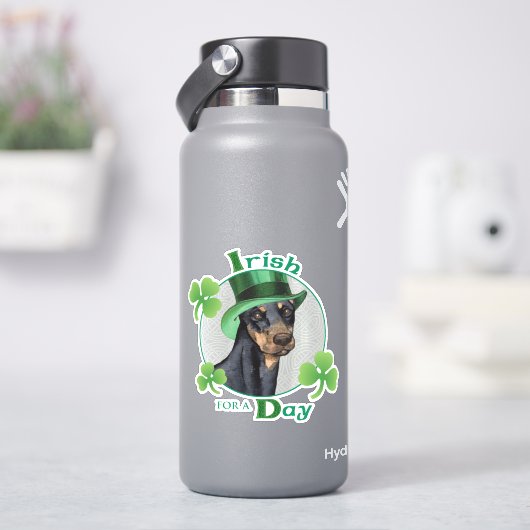 St. Patrick's Day Doberman Pinscher Vinyl Sticker (HydroFlask)