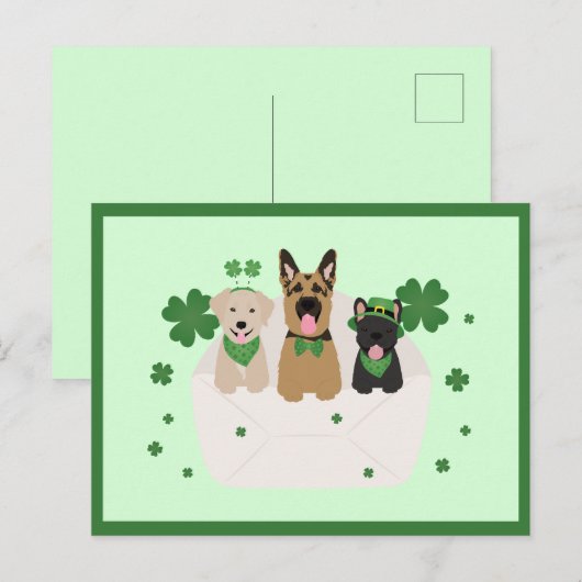 St Patricks Day Dog Mail Postkarte (Vorne/Hinten)