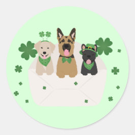 St Patricks Day Dog Mail Runder Aufkleber