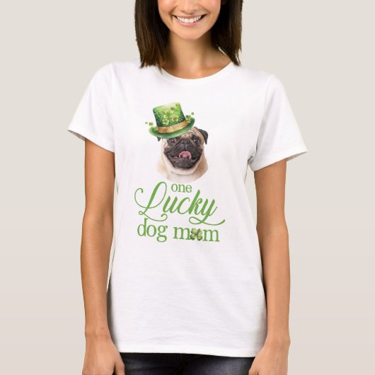 St Patrick's Day Dog mit Hat Mama Custom Foto T-Shirt (Vorderseite)