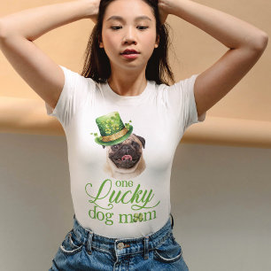 St Patrick's Day Dog mit Hat Mama Custom Foto T-Shirt