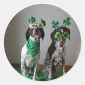 St Patricks Day Dogs Party Round Runder Aufkleber (Vorderseite)