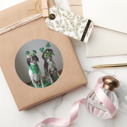St Patricks Day Dogs Party Round Runder Aufkleber (Schenken)