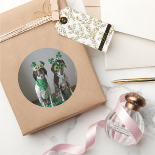 St Patricks Day Dogs Party Round Runder Aufkleber